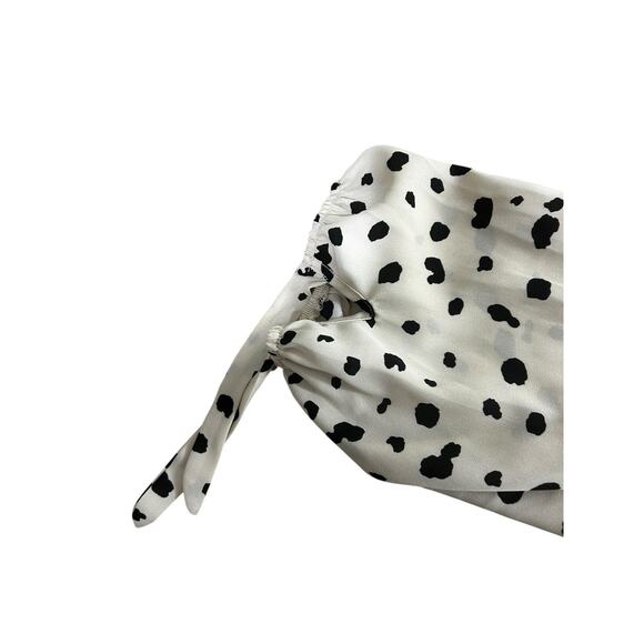 Papermoon Blouse Sz Large Beige with Black Spots Semi Sheer Top 3/4 Sleeve - Picture 5 of 8